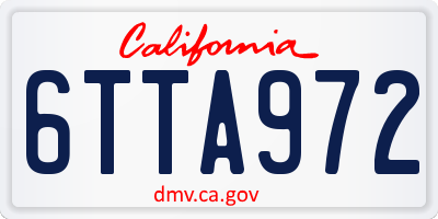CA license plate 6TTA972