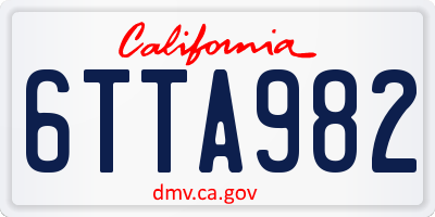 CA license plate 6TTA982