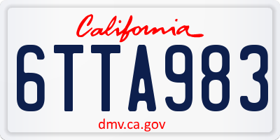 CA license plate 6TTA983