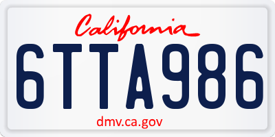 CA license plate 6TTA986