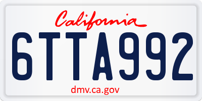 CA license plate 6TTA992