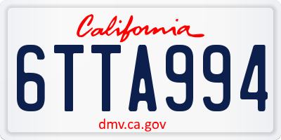 CA license plate 6TTA994