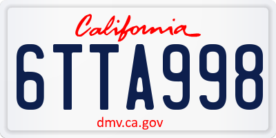 CA license plate 6TTA998