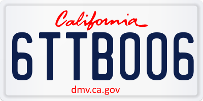 CA license plate 6TTB006