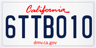 CA license plate 6TTB010