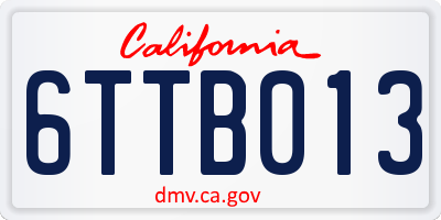 CA license plate 6TTB013