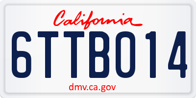 CA license plate 6TTB014