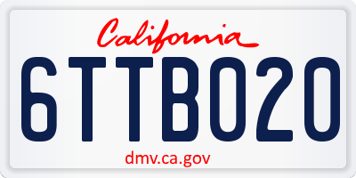 CA license plate 6TTB020