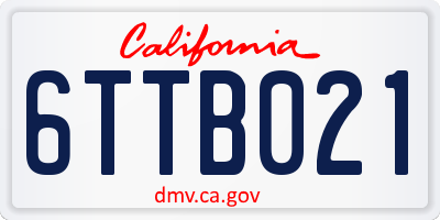 CA license plate 6TTB021