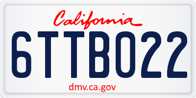 CA license plate 6TTB022