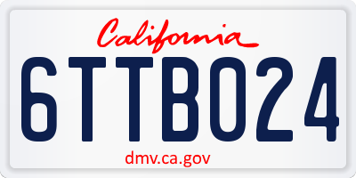 CA license plate 6TTB024