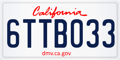 CA license plate 6TTB033