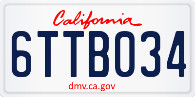 CA license plate 6TTB034