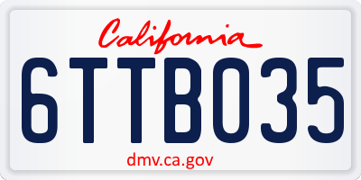 CA license plate 6TTB035