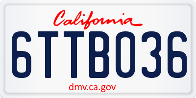 CA license plate 6TTB036