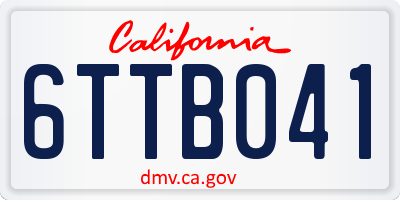 CA license plate 6TTB041