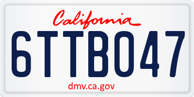 CA license plate 6TTB047