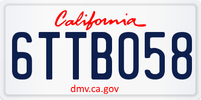 CA license plate 6TTB058