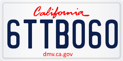 CA license plate 6TTB060
