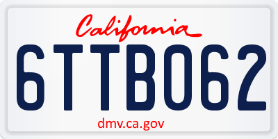 CA license plate 6TTB062