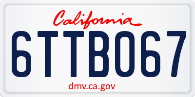 CA license plate 6TTB067