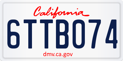 CA license plate 6TTB074