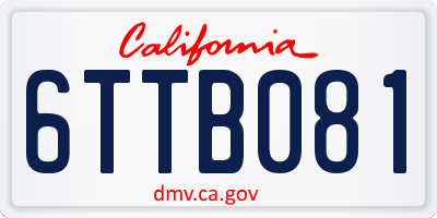 CA license plate 6TTB081