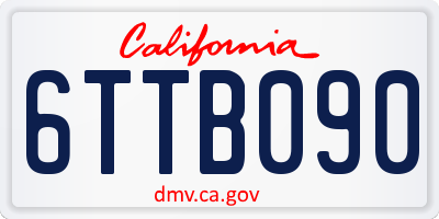 CA license plate 6TTB090