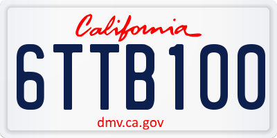 CA license plate 6TTB100