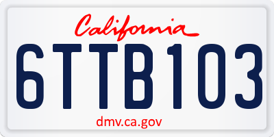 CA license plate 6TTB103