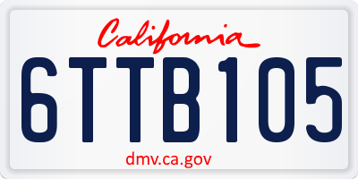 CA license plate 6TTB105