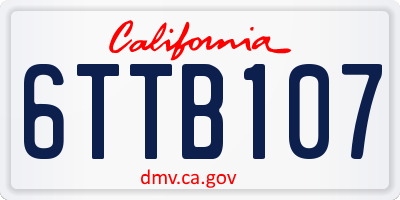 CA license plate 6TTB107
