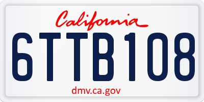 CA license plate 6TTB108