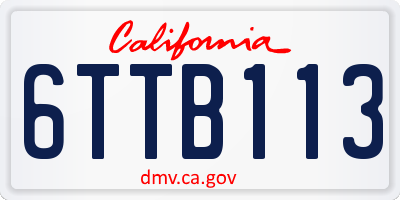 CA license plate 6TTB113