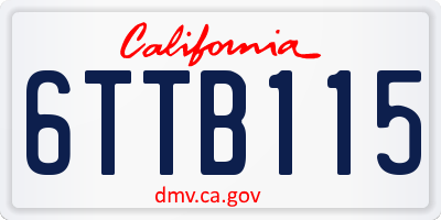 CA license plate 6TTB115
