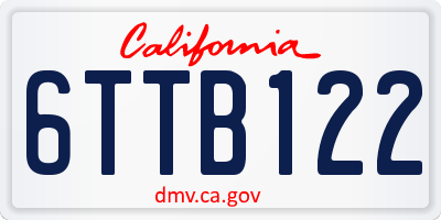 CA license plate 6TTB122
