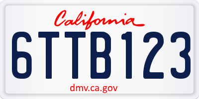 CA license plate 6TTB123