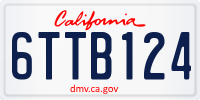 CA license plate 6TTB124