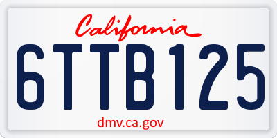 CA license plate 6TTB125