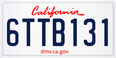 CA license plate 6TTB131