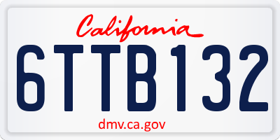 CA license plate 6TTB132