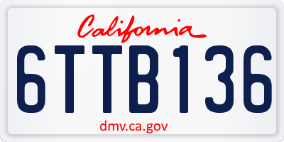 CA license plate 6TTB136