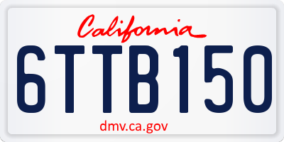 CA license plate 6TTB150