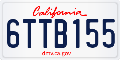 CA license plate 6TTB155