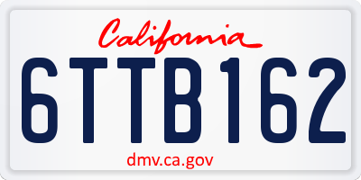 CA license plate 6TTB162