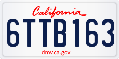 CA license plate 6TTB163