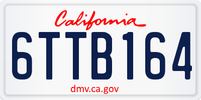 CA license plate 6TTB164