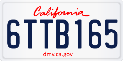 CA license plate 6TTB165
