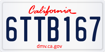 CA license plate 6TTB167