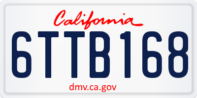 CA license plate 6TTB168